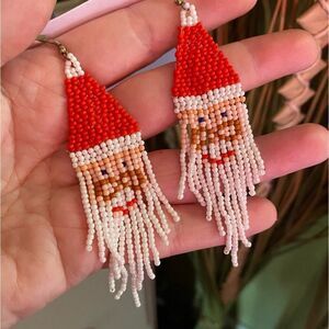 Santa Clause Red & White Seed Bead Earrings